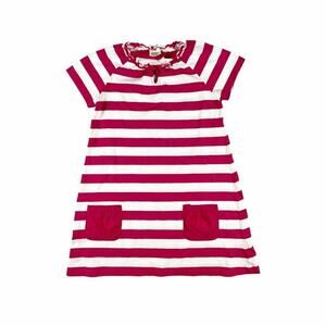 Mini Boden Pink And White Striped Pocket Dress 13-14
